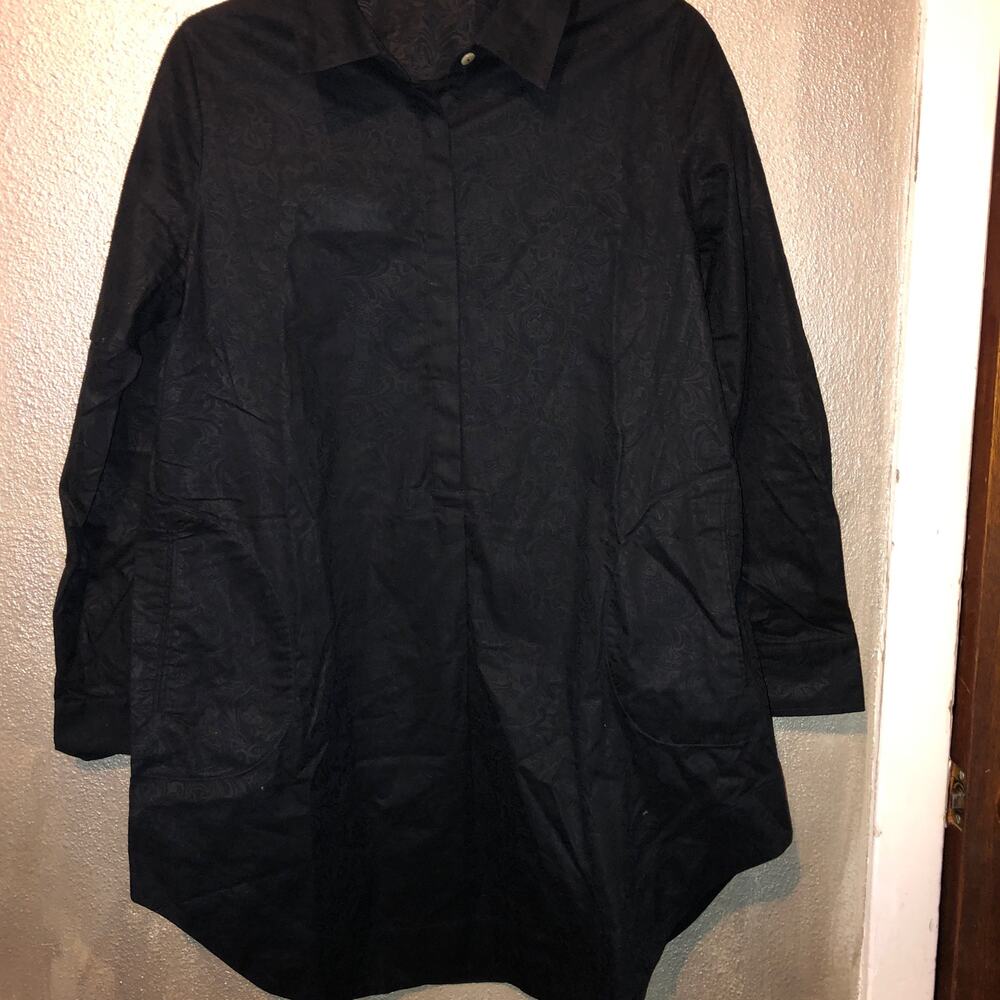 Soft Surroundings  Black  Jacquard  Long Sleeve  Dress  Large